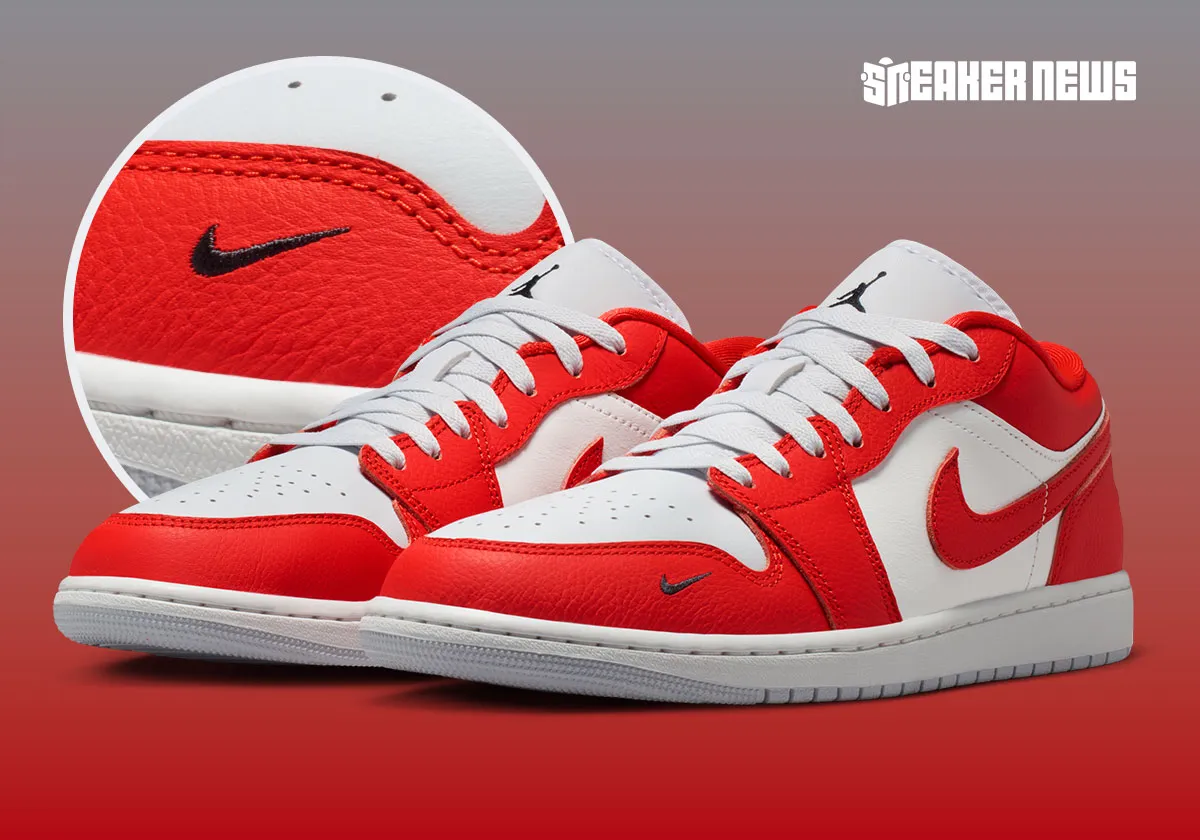 This “Chile Red” Air Jordan 1 Low Works In A Mini Swoosh