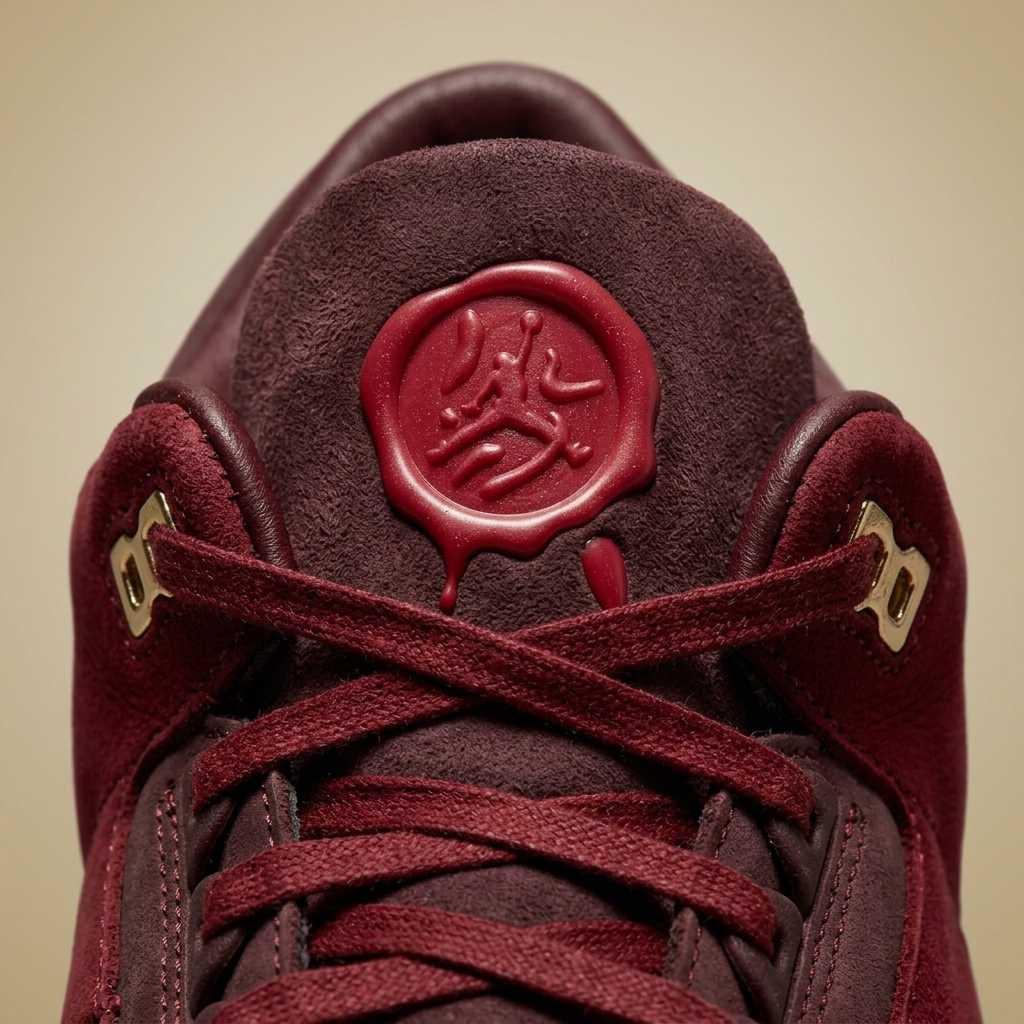 Air Jordan Bin 23 Red Wax Seal Stamp Detail on Tongue